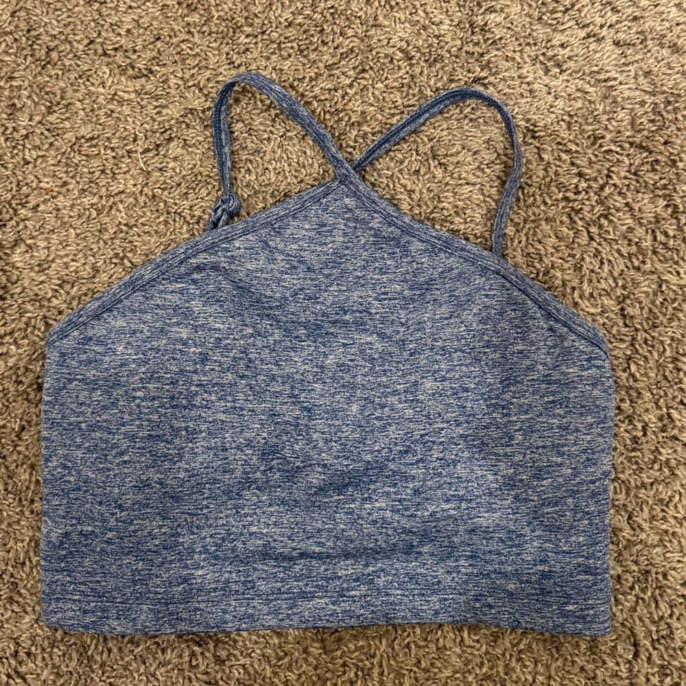 Aerie Heather Blue Sports Bra Crisscross Straps